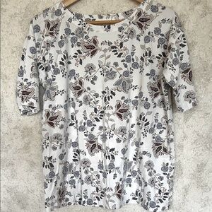 J. Jill Luxe Supima  Floral Elbow  Sleeve Tee